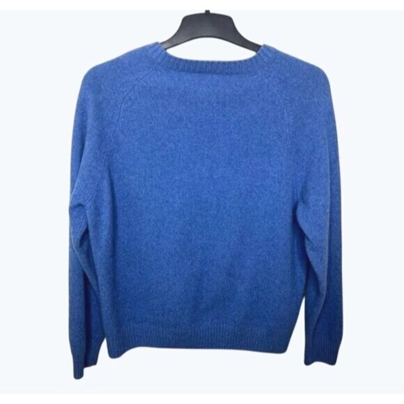 Mens Lands End Blue Wool & Cashmere V-Neck Sweater L 42-44 Long Sleeve - Picture 2 of 10